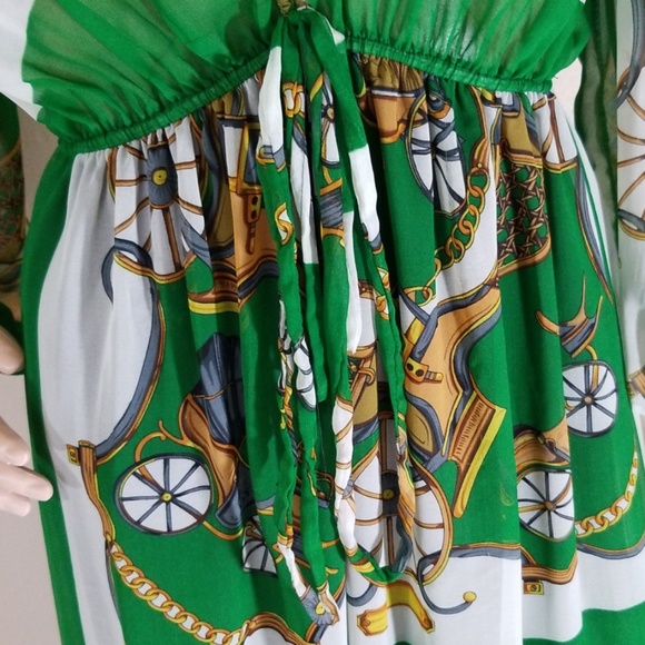 Scarf Printed Green V-Neck Maxi Dress - Picture 5 of 7